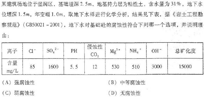 岩土专业案例,历年真题,2007年全国注册土木工程师（岩土）执业资格考试专业案例（上午卷）