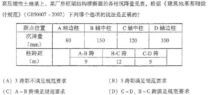 岩土专业案例,历年真题,2007年全国注册土木工程师（岩土）执业资格考试专业案例（上午卷）