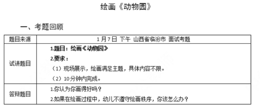 幼儿中小学面试,历年真题,教师资格证考试《幼儿专业面试》真题汇编