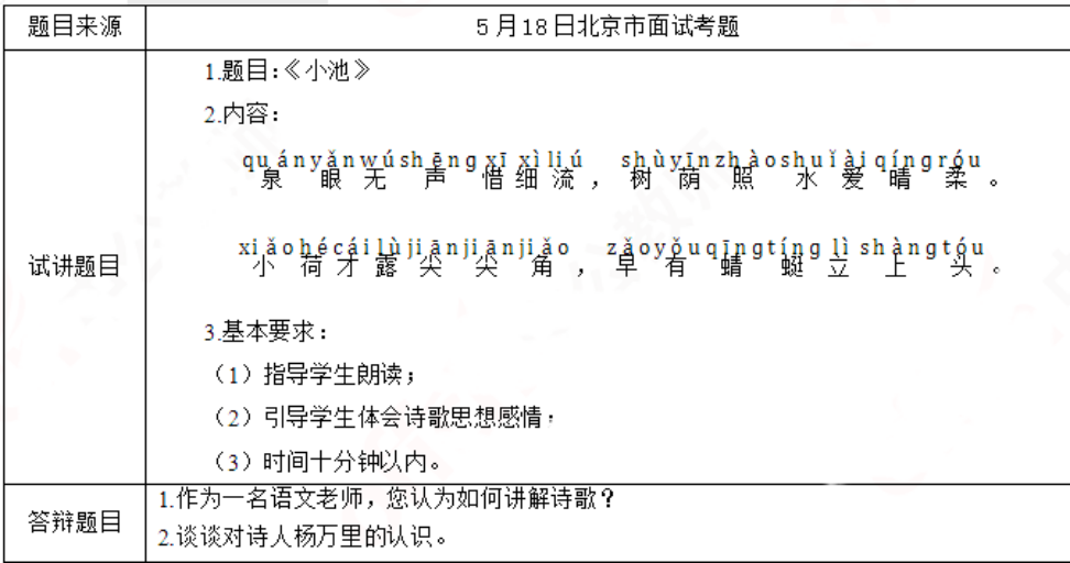 幼儿中小学面试,历年真题,教师资格证考试《小学语文专业面试》真题汇编