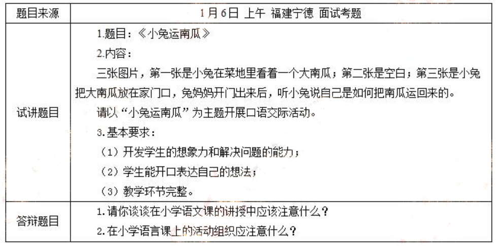 幼儿中小学面试,历年真题,教师资格证考试《小学语文专业面试》真题汇编