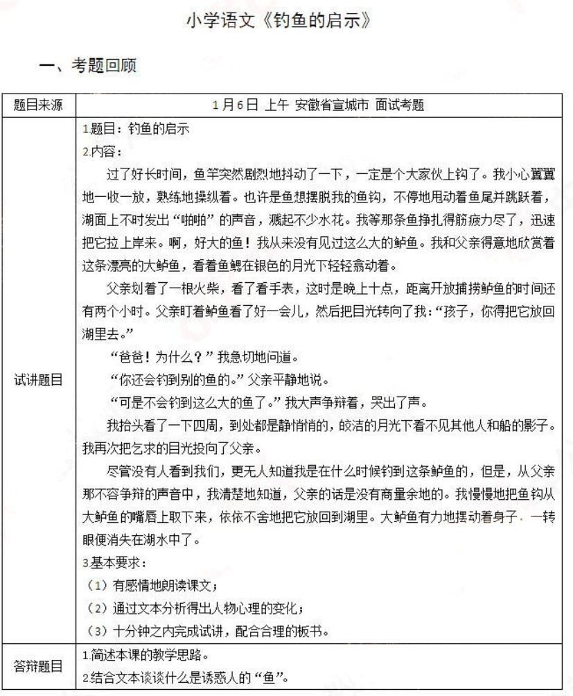 幼儿中小学面试,历年真题,教师资格证考试《小学语文专业面试》真题汇编