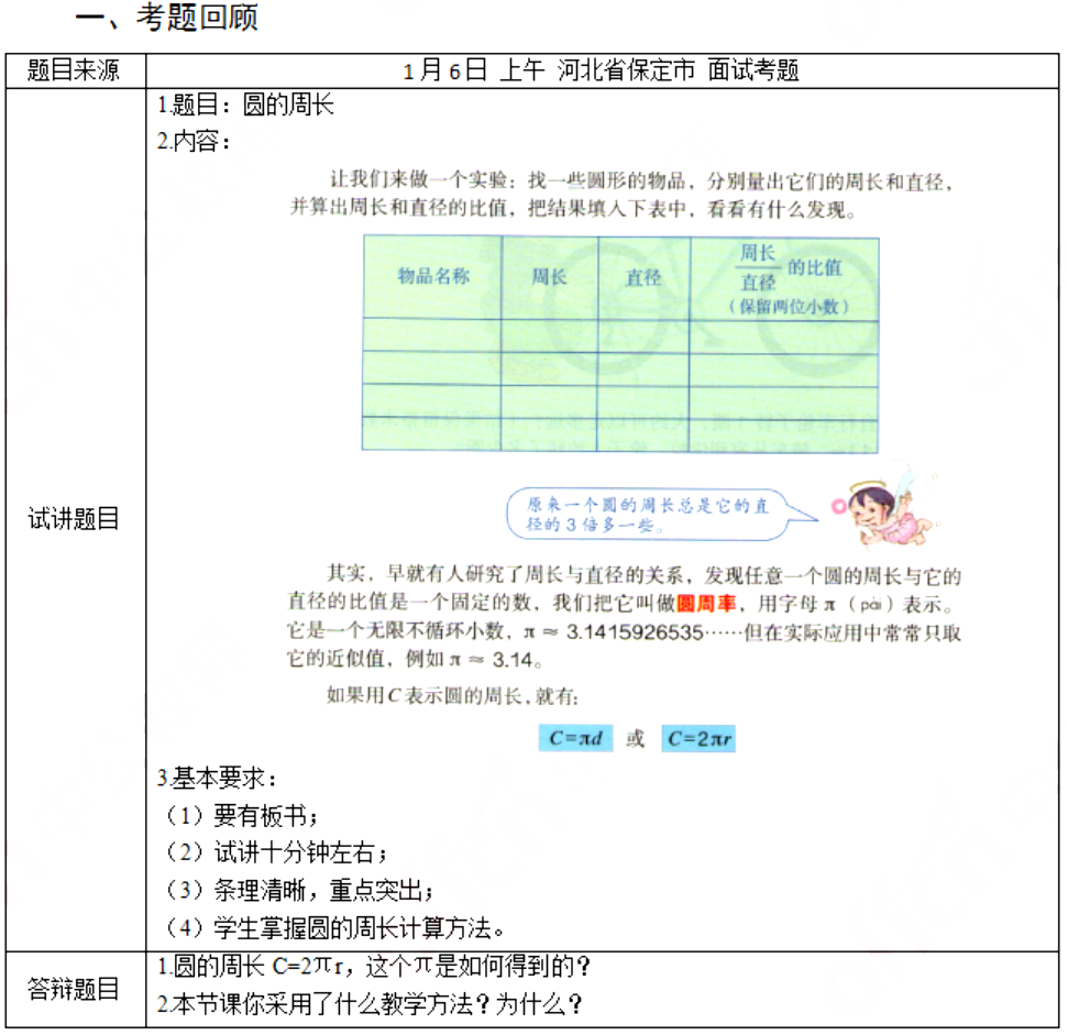 幼儿中小学面试,历年真题,教师资格证考试《小学数学专业面试》真题汇编