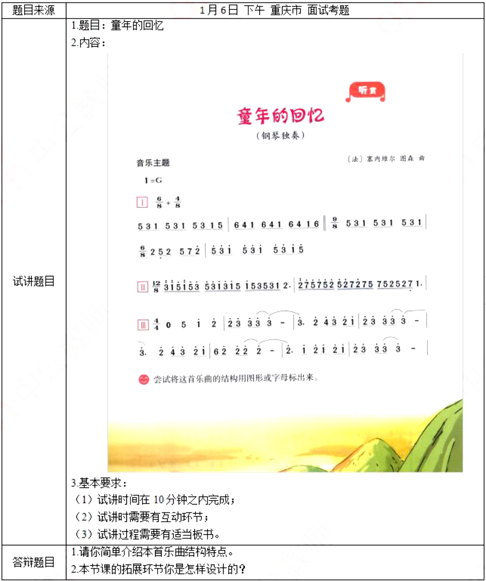 幼儿中小学面试,历年真题,教师资格证考试《小学音乐专业面试》真题汇编