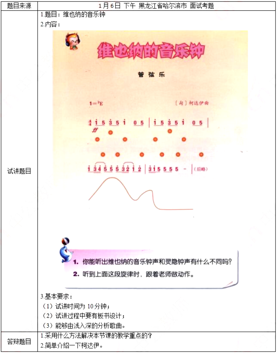 幼儿中小学面试,历年真题,教师资格证考试《小学音乐专业面试》真题汇编