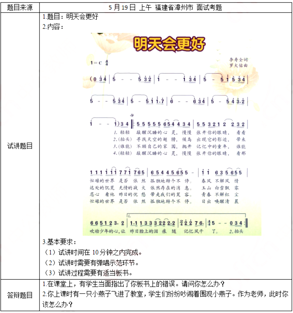 幼儿中小学面试,历年真题,教师资格证考试《小学音乐专业面试》真题汇编