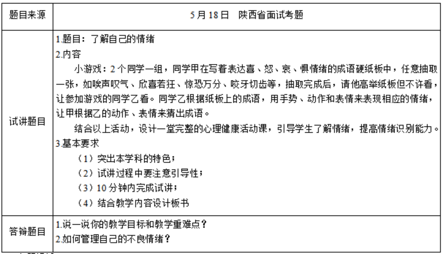 幼儿中小学面试,历年真题,教师资格证考试《小学心理健康专业面试》真题汇编