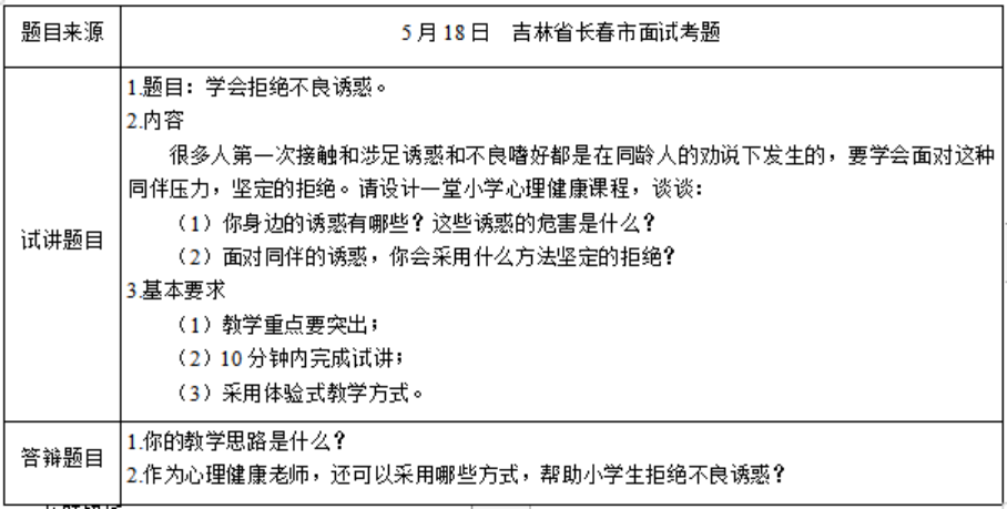 幼儿中小学面试,历年真题,教师资格证考试《小学心理健康专业面试》真题汇编