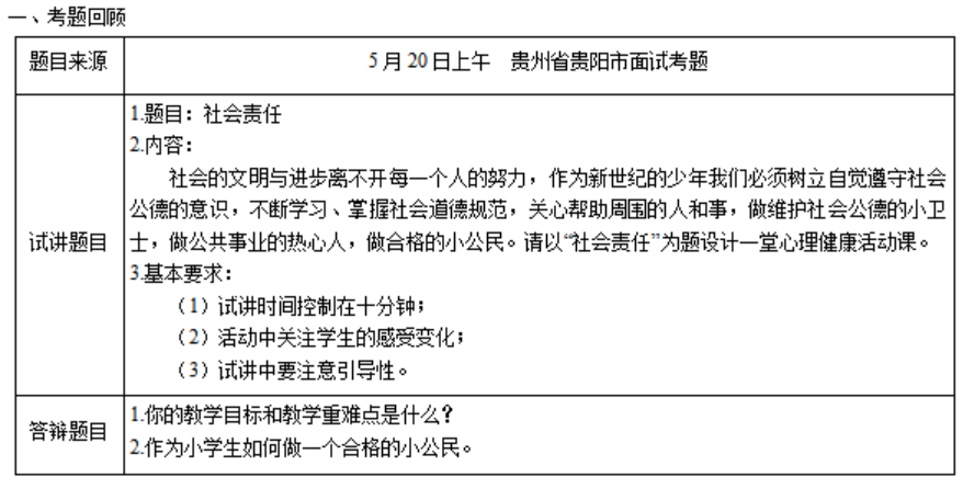 幼儿中小学面试,历年真题,教师资格证考试《小学心理健康专业面试》真题汇编