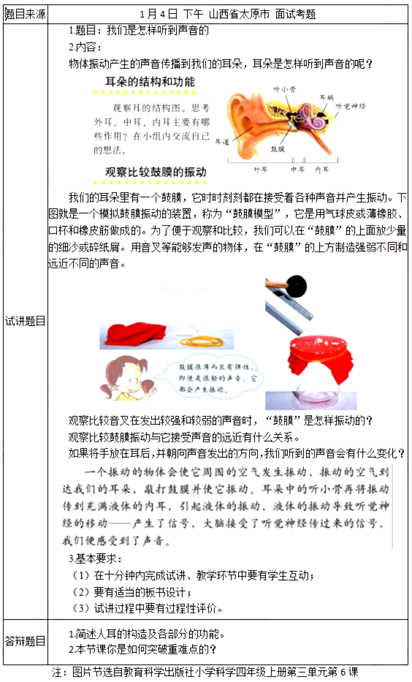 幼儿中小学面试,历年真题,教师资格证考试《小学科学专业面试》真题汇编