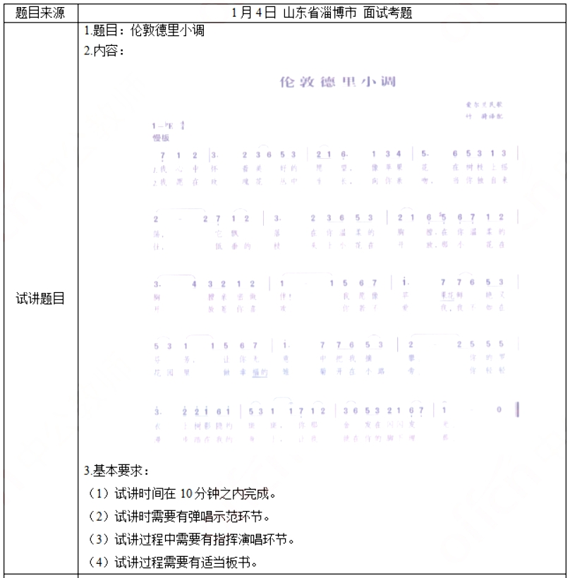 幼儿中小学面试,历年真题,教师资格证考试《高中音乐专业面试》真题汇编