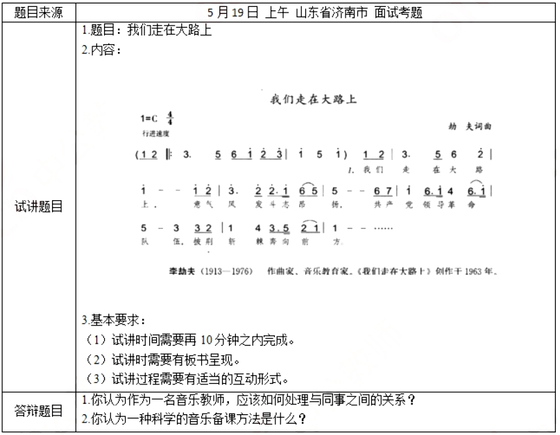 幼儿中小学面试,历年真题,教师资格证考试《高中音乐专业面试》真题汇编