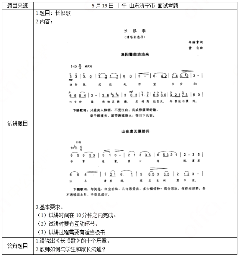 幼儿中小学面试,历年真题,教师资格证考试《高中音乐专业面试》真题汇编