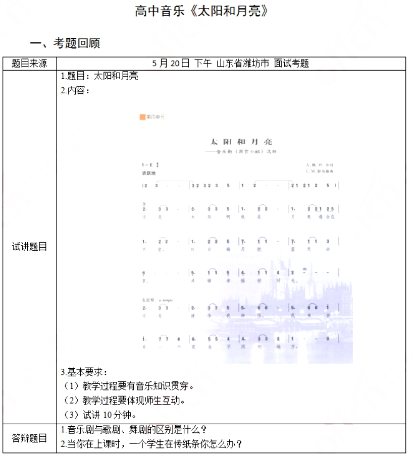 幼儿中小学面试,历年真题,教师资格证考试《高中音乐专业面试》真题汇编