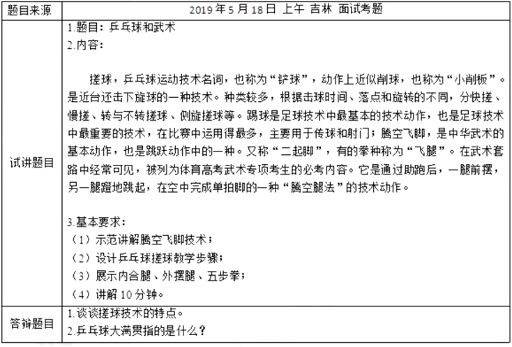 幼儿中小学面试,历年真题,教师资格证考试《高中体育专业面试》真题汇编