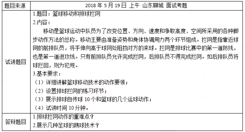 幼儿中小学面试,历年真题,教师资格证考试《高中体育专业面试》真题汇编