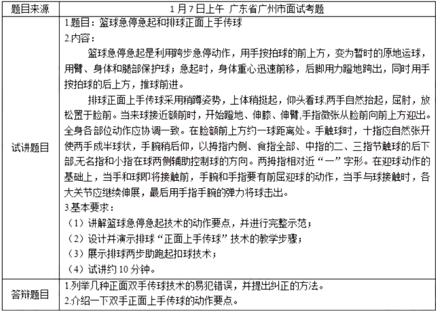 幼儿中小学面试,历年真题,教师资格证考试《高中体育专业面试》真题汇编