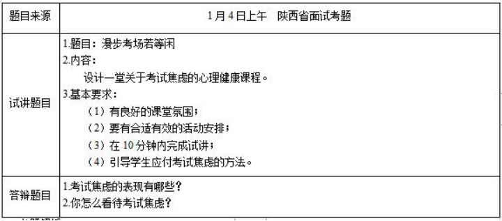 幼儿中小学面试,历年真题,教师资格证考试《高中心理健康专业面试》真题汇编