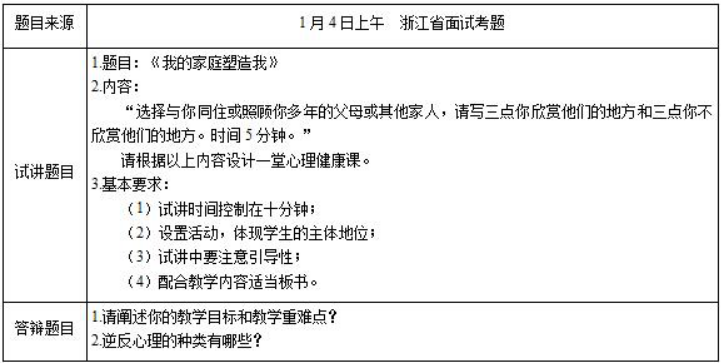 幼儿中小学面试,历年真题,教师资格证考试《高中心理健康专业面试》真题汇编