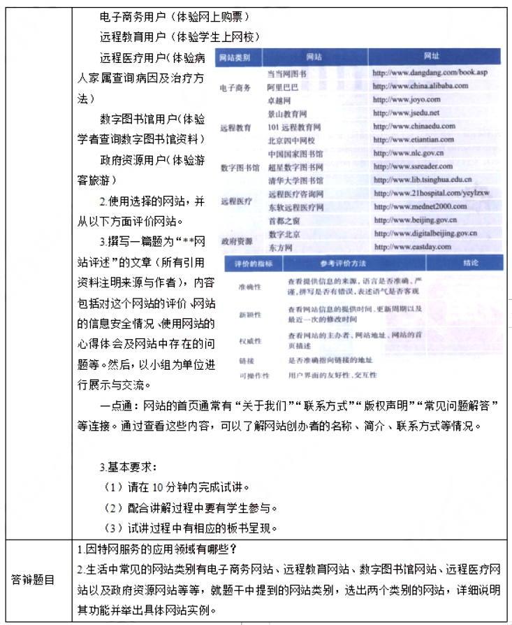 幼儿中小学面试,历年真题,教师资格证考试《高中信息技术专业面试》真题汇编