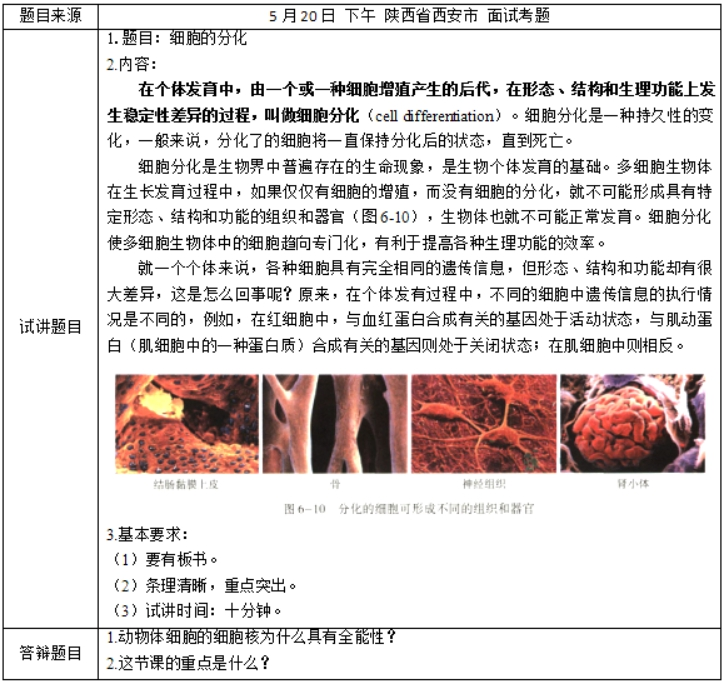 幼儿中小学面试,历年真题,教师资格证考试《高中生物专业面试》真题汇编