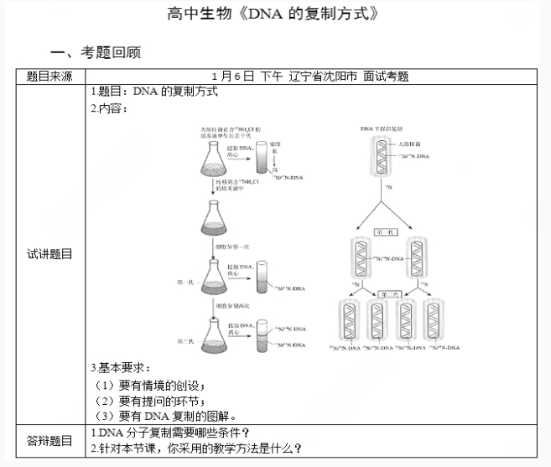 幼儿中小学面试,历年真题,教师资格证考试《高中生物专业面试》真题汇编