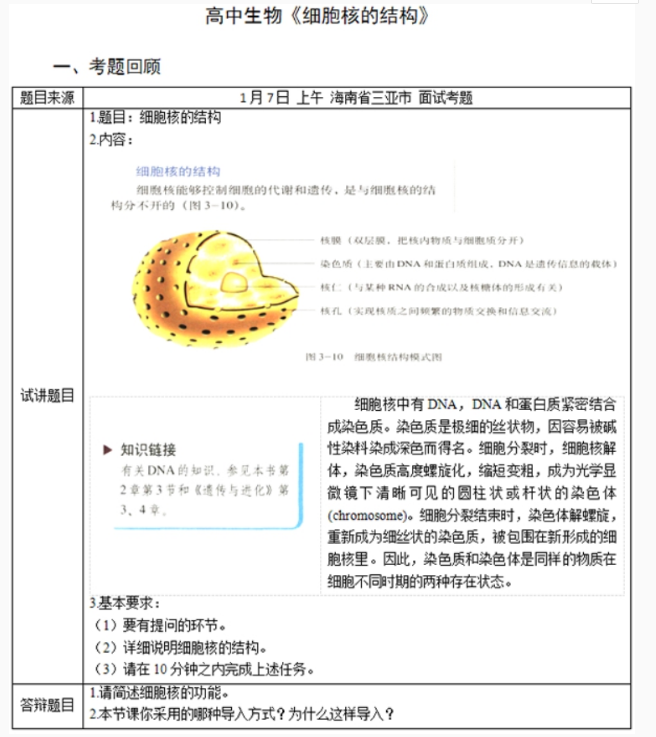 幼儿中小学面试,历年真题,教师资格证考试《高中生物专业面试》真题汇编