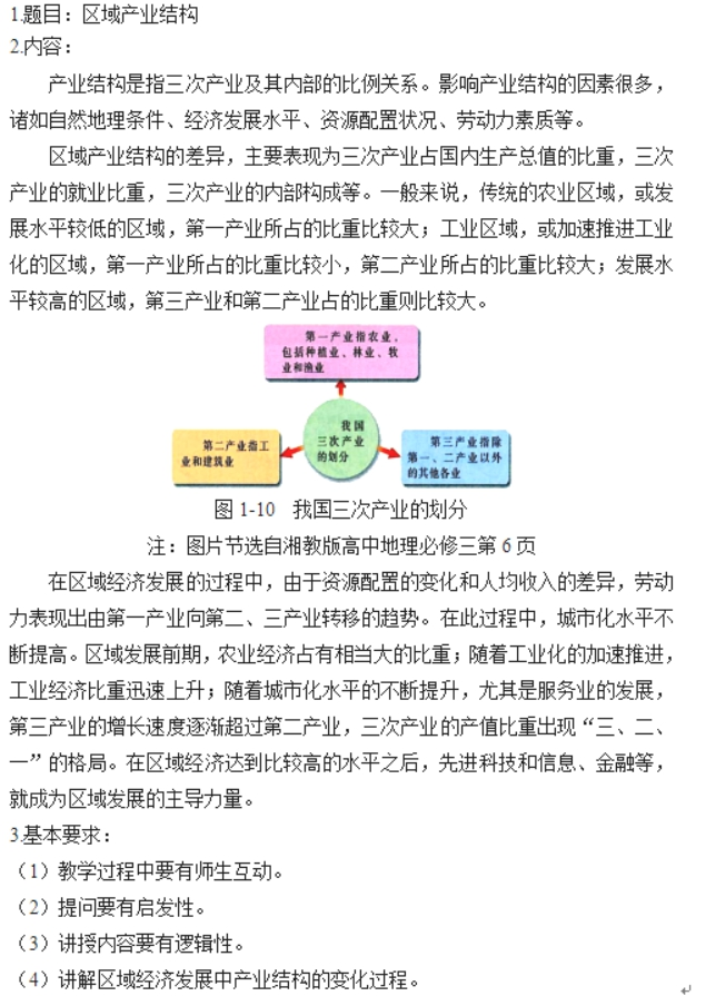 幼儿中小学面试,历年真题,教师资格证考试《高中地理专业面试》真题汇编