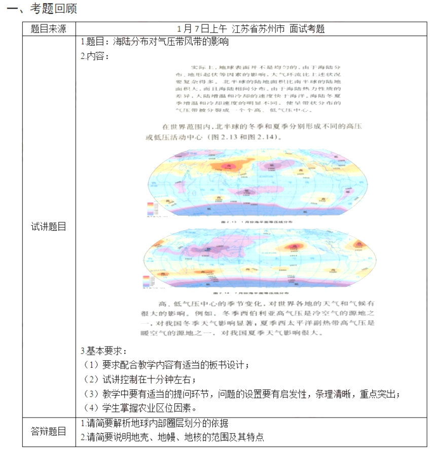 幼儿中小学面试,历年真题,教师资格证考试《高中地理专业面试》真题汇编