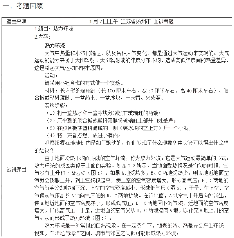 幼儿中小学面试,历年真题,教师资格证考试《高中地理专业面试》真题汇编