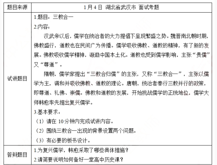 幼儿中小学面试,历年真题,教师资格证考试《高中历史专业面试》真题汇编