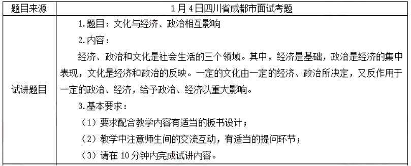 幼儿中小学面试,历年真题,教师资格证考试《高中政治专业面试》真题汇编