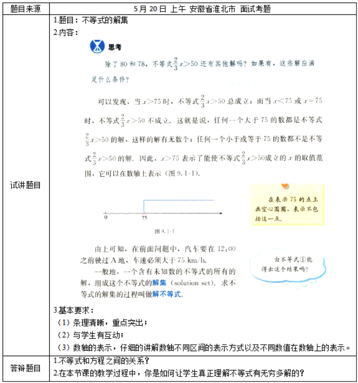 幼儿中小学面试,历年真题,教师资格证考试《初中数学专业面试》真题汇编