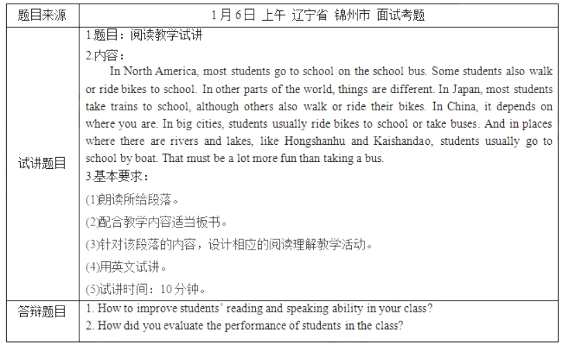 幼儿中小学面试,历年真题,教师资格证考试《初中英语专业面试》真题汇编