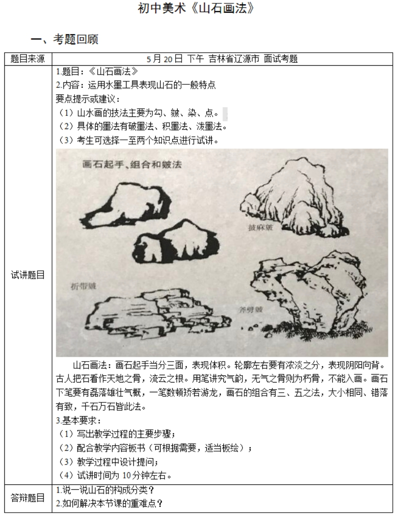 幼儿中小学面试,历年真题,教师资格证考试《初中美术专业面试》真题汇编