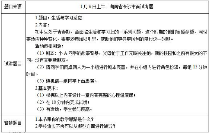 幼儿中小学面试,历年真题,教师资格证考试《初中心理健康专业面试》真题汇编