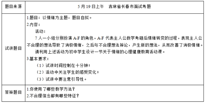 幼儿中小学面试,历年真题,教师资格证考试《初中心理健康专业面试》真题汇编