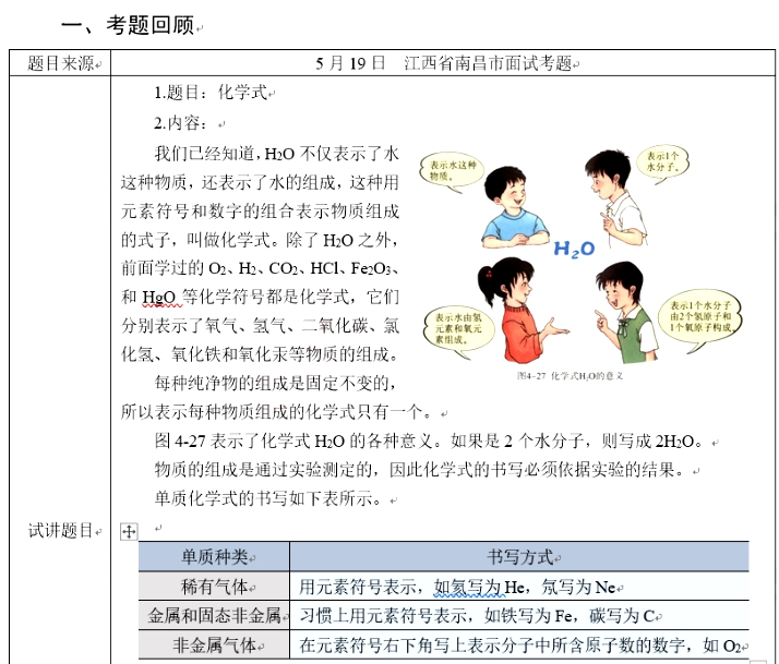 幼儿中小学面试,历年真题,教师资格证考试《初中化学专业面试》真题汇编