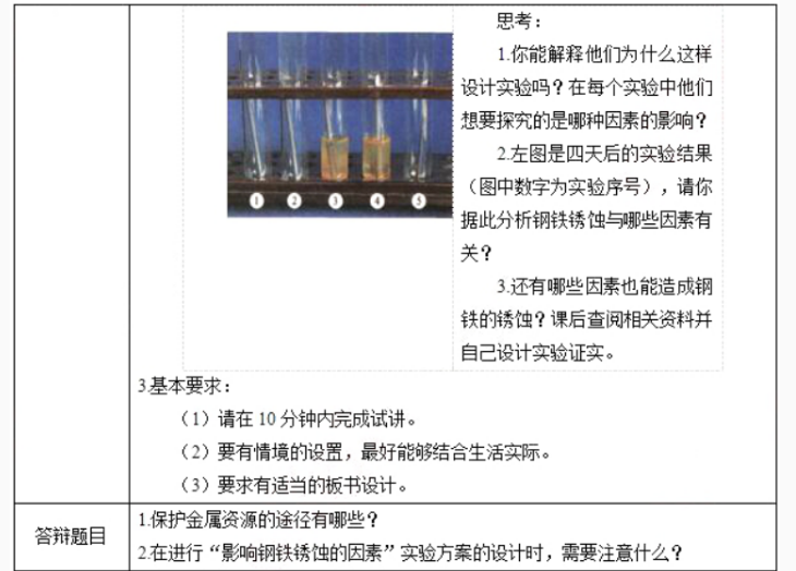 幼儿中小学面试,历年真题,教师资格证考试《初中化学专业面试》真题汇编