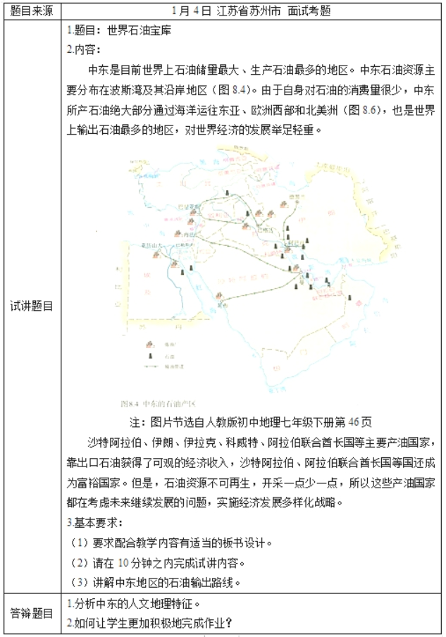 幼儿中小学面试,历年真题,教师资格证考试《初中地理专业面试》真题汇编