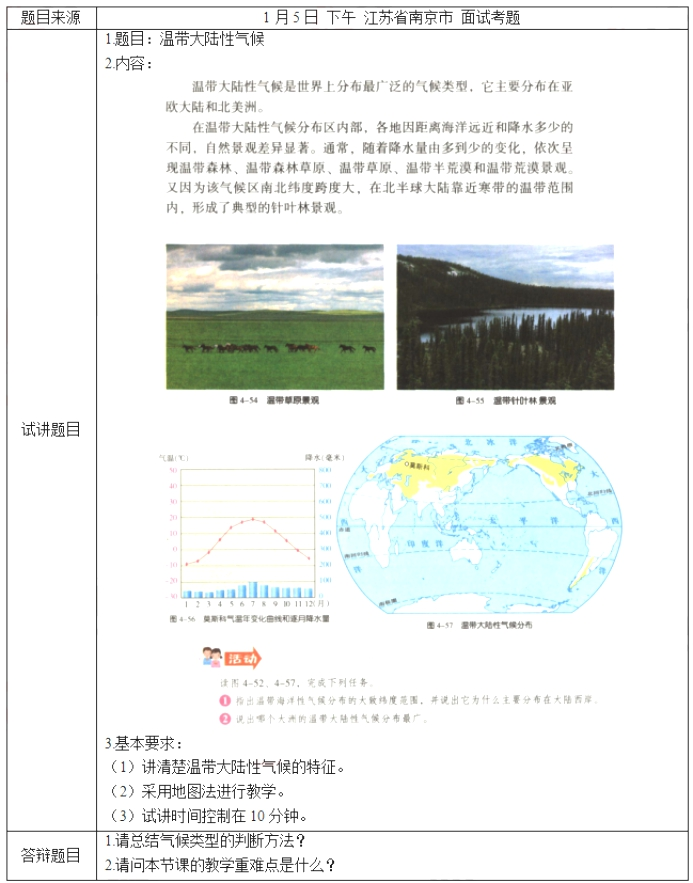 幼儿中小学面试,历年真题,教师资格证考试《初中地理专业面试》真题汇编