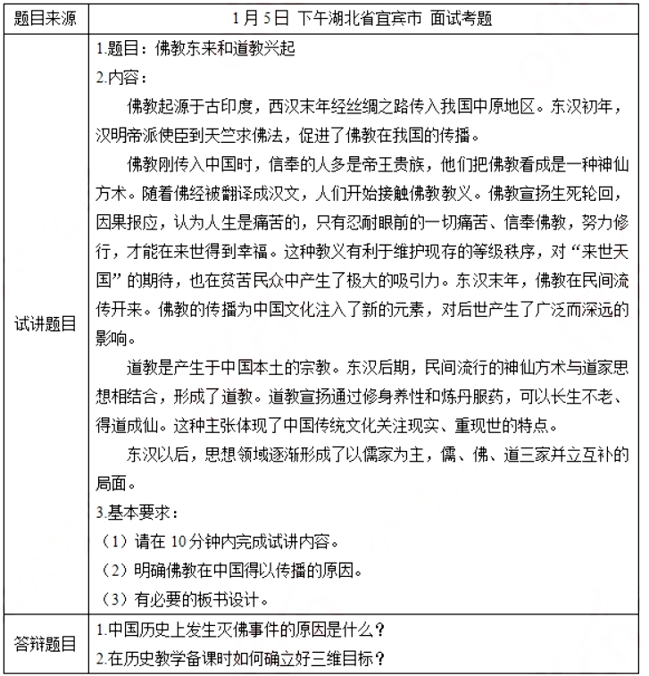 幼儿中小学面试,历年真题,教师资格证考试《初中历史专业面试》真题汇编