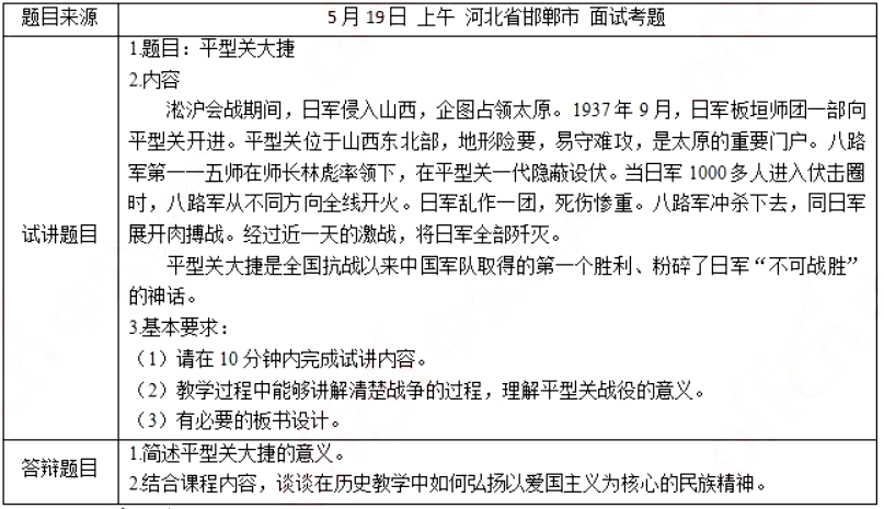 幼儿中小学面试,历年真题,教师资格证考试《初中历史专业面试》真题汇编