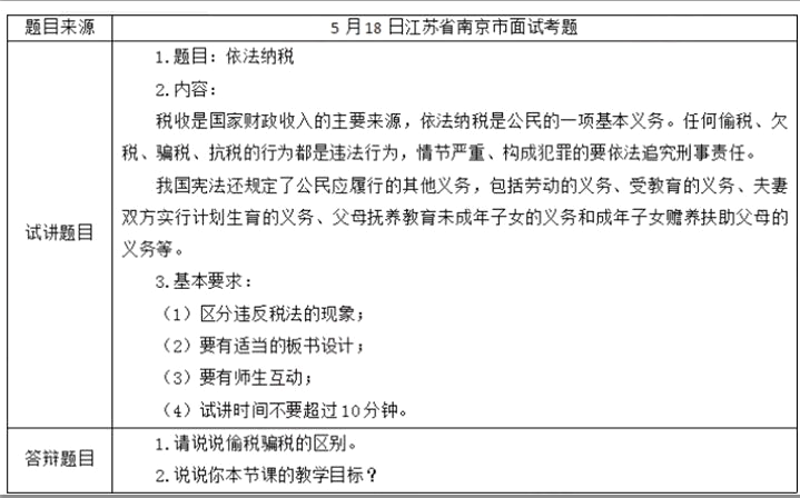 幼儿中小学面试,历年真题,教师资格证考试《初中政治专业面试》真题汇编