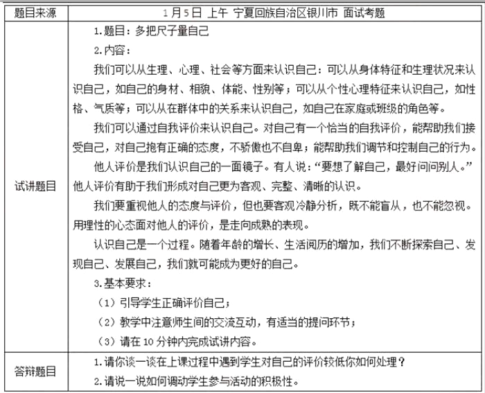 幼儿中小学面试,历年真题,教师资格证考试《初中政治专业面试》真题汇编