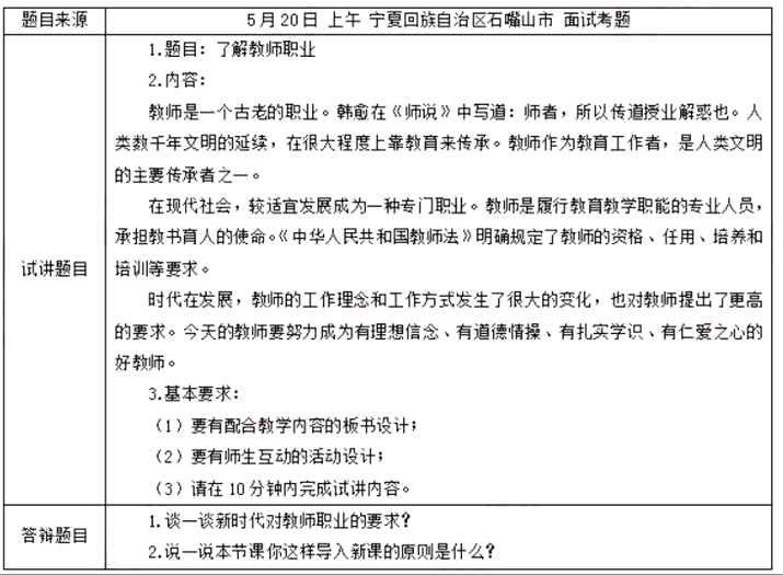 幼儿中小学面试,历年真题,教师资格证考试《初中政治专业面试》真题汇编