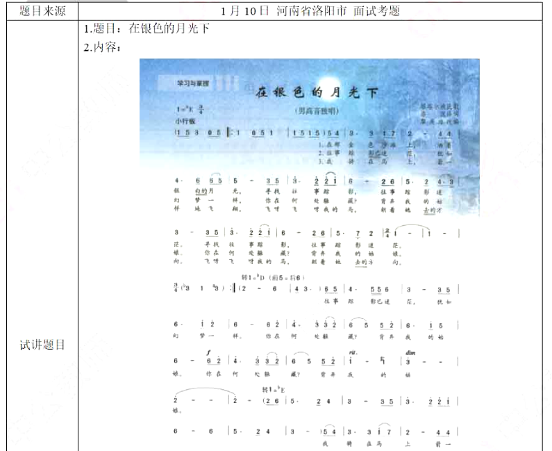 幼儿中小学面试,历年真题,教师资格证考试《高中音乐专业面试》真题汇编