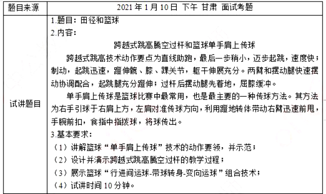 幼儿中小学面试,历年真题,教师资格证考试《高中体育专业面试》真题汇编