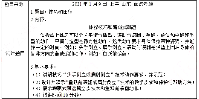 幼儿中小学面试,历年真题,教师资格证考试《高中体育专业面试》真题汇编