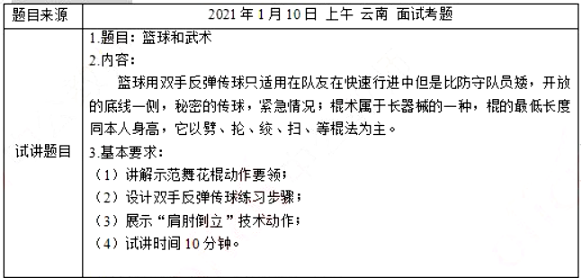 幼儿中小学面试,历年真题,教师资格证考试《高中体育专业面试》真题汇编